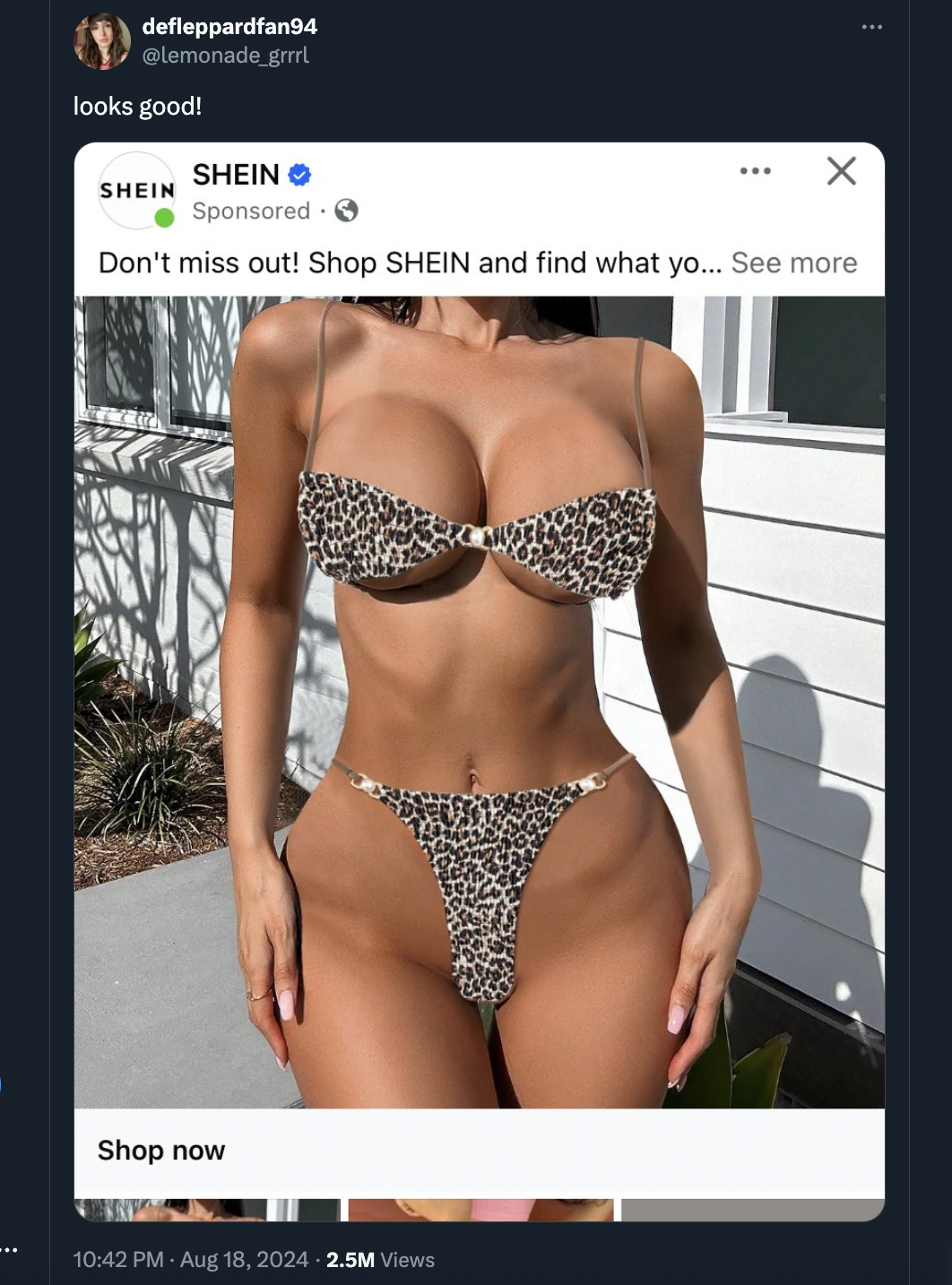 Bikini - defleppardfan94 gr looks good! Shein Shein Sponsored Don't miss out! Shop Shein and find what yo... See more Shop now 2.5M Views